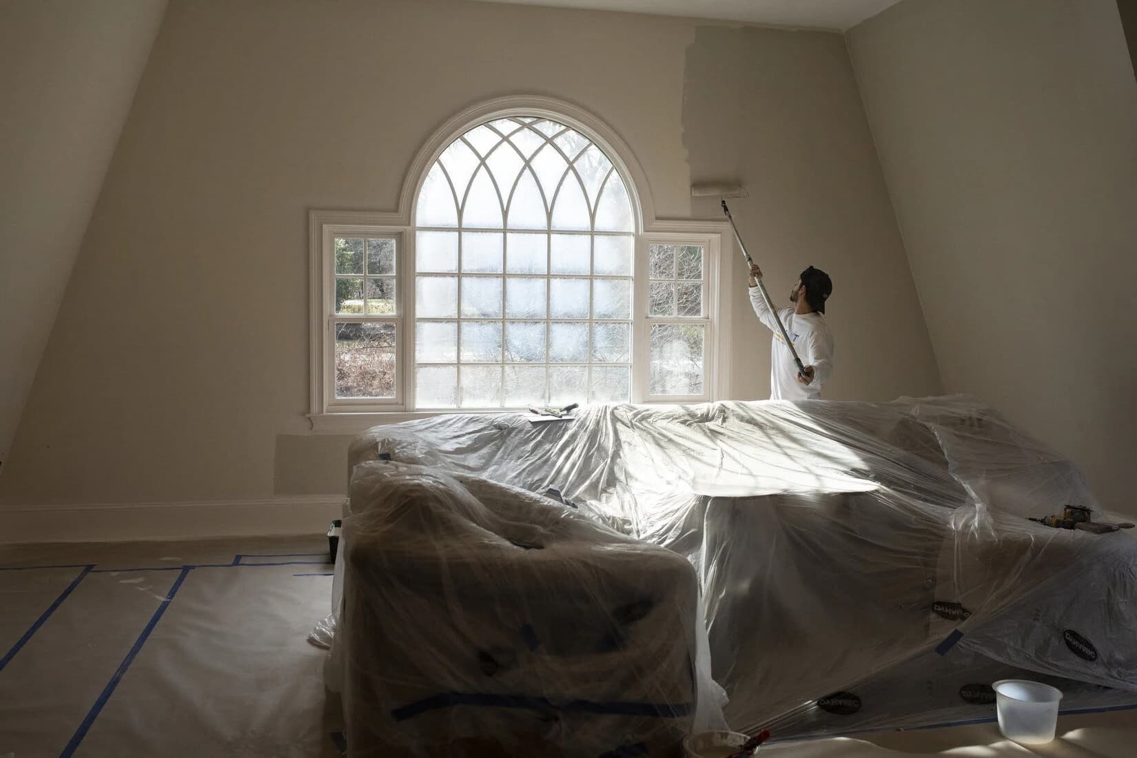 Bedroom being freshly painted by Bay City Painters in Hamilton, Ontario